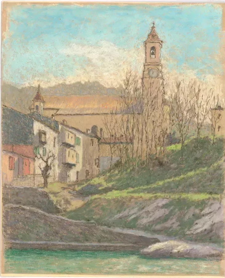 Charles Joshua Kelsey (1871 1960)   Mid 20th Century Pastel, French Monastery photo furniture