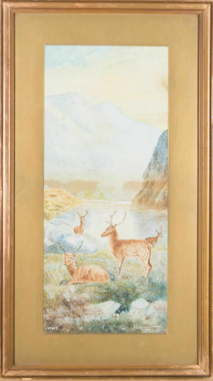E.T. Harrington   Signed & Framed 1916 Watercolour, Sunset