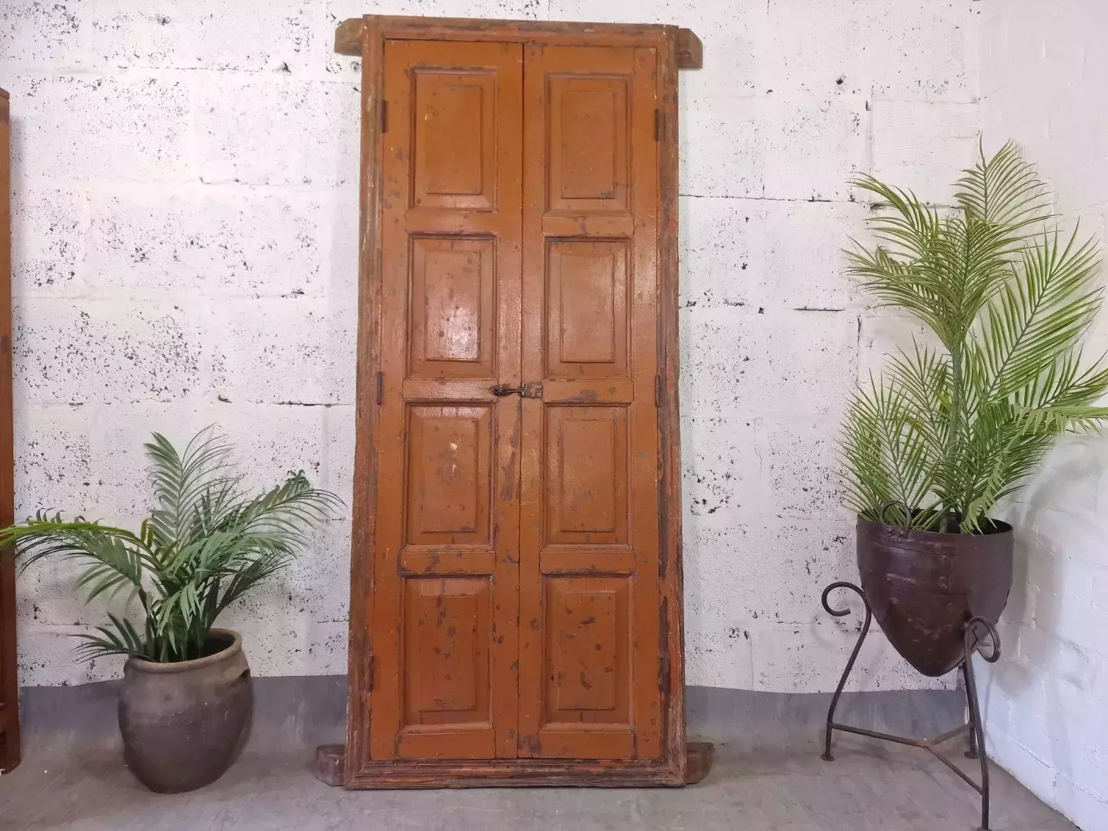 Large Reclaimed Vintage Indian Wooden Wall Window Frame Mirror Home Garden Decor photo furniture
