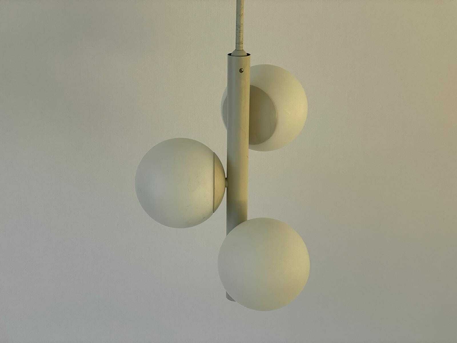Triple Glass Shade And Gray Metal Body Atomic Ceiling Lamp By Kaiser Leuchten, 1970s, Germany photo 757.0