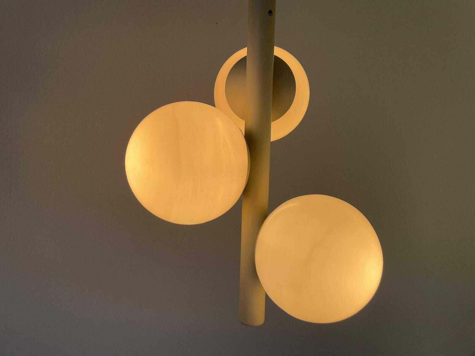 photo for sale Triple Glass Shade And Gray Metal Body Atomic Ceiling Lamp By Kaiser Leuchten, 1970s, Germany
