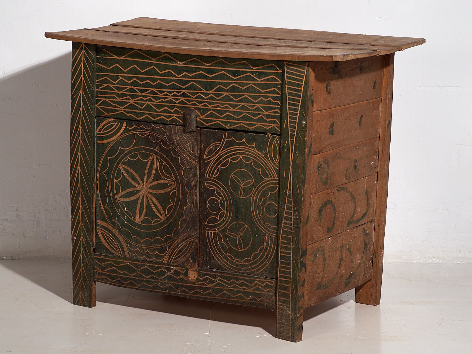 Antique Green Primitive Style Chest Of Drawers (C.1920) #71 photo for sale