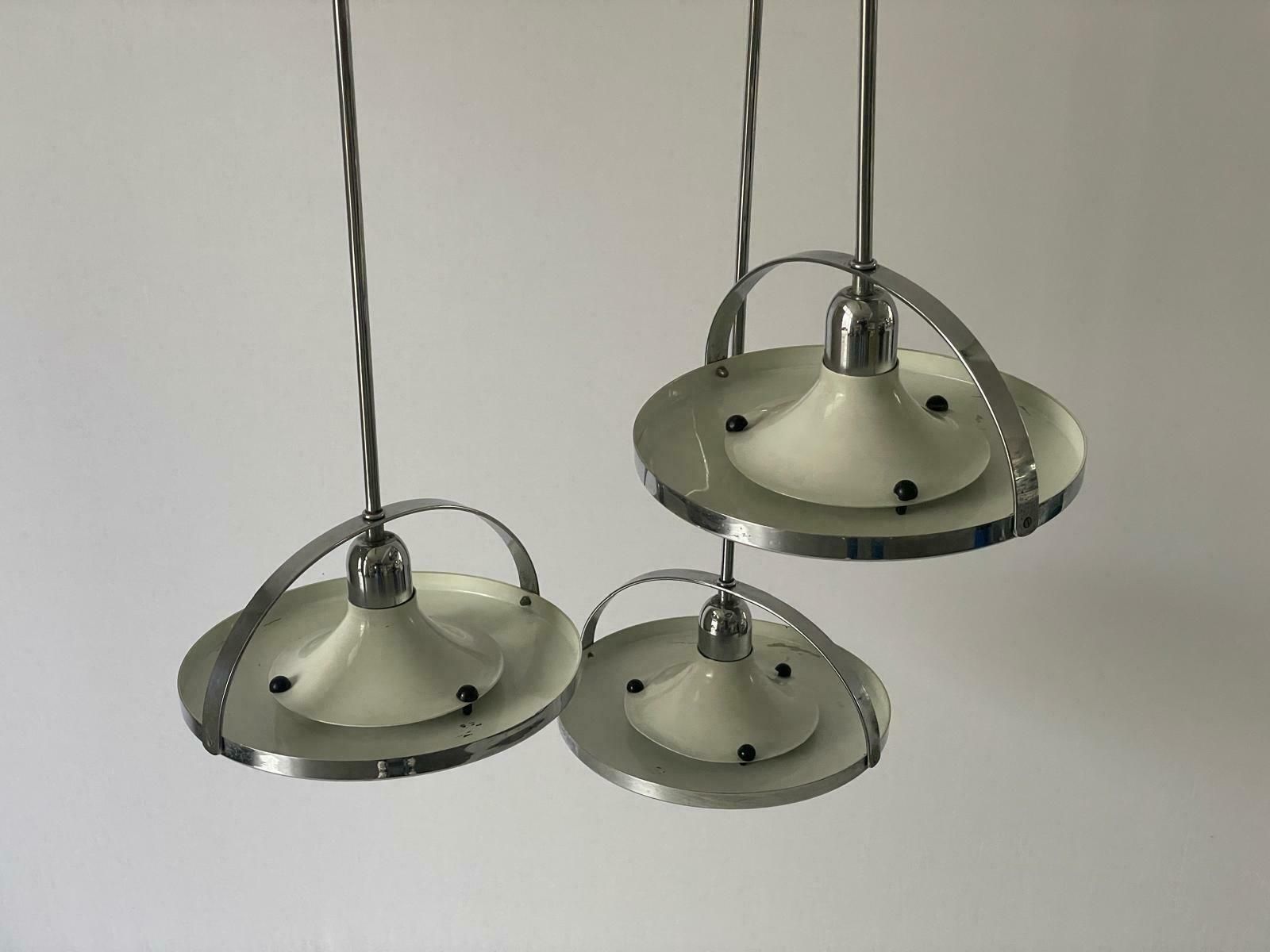 Space Age Triple Shade Unusual Ceiling Lamp By Reggiani, 1960s, Italy photo Lighting