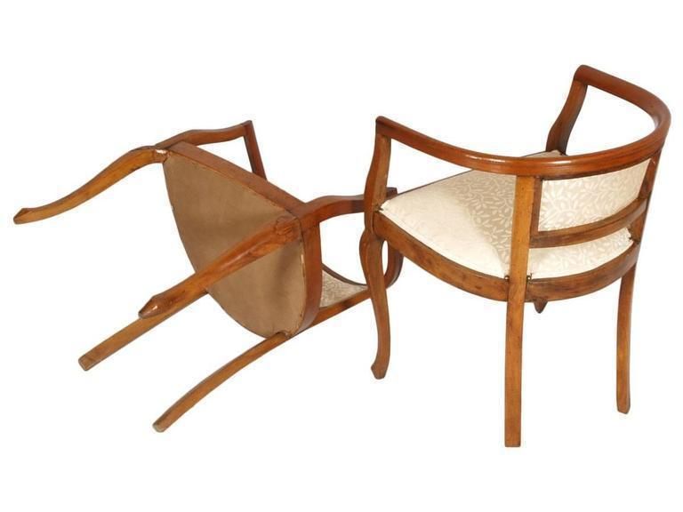 Early 20th Century Italian Set Bedroom Chairs Art Nouveau, Walnut Hand Cared photo furniture