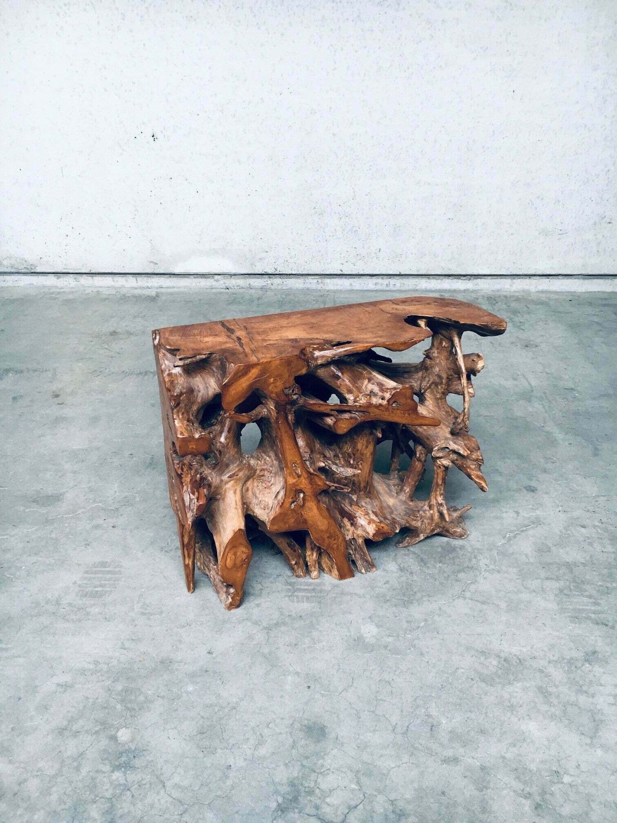 Travail Populaire Burl Root Wood Console, Italy 1960's photo Furniture