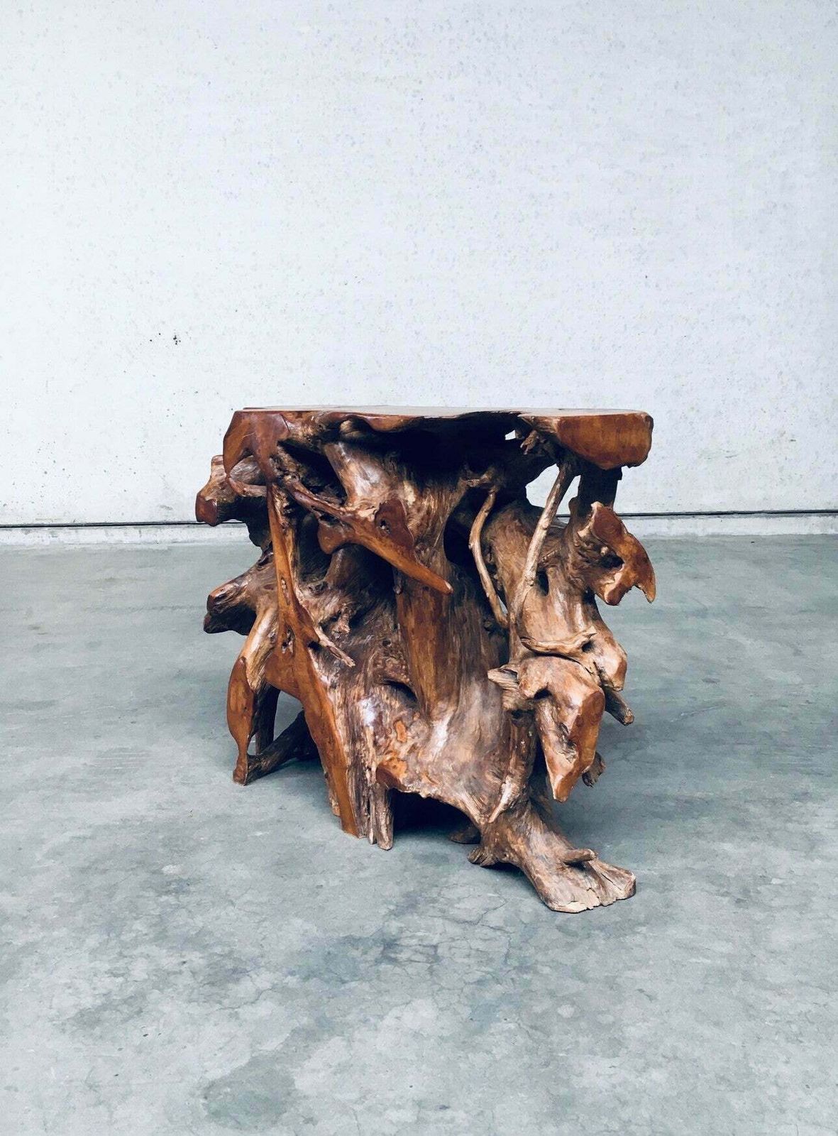 photo for sale Travail Populaire Burl Root Wood Console, Italy 1960's