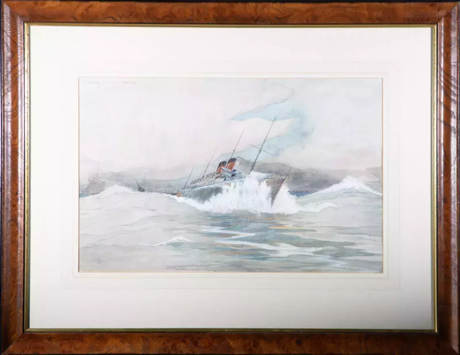 Alan Hill Reid   20th Century Watercolour, A Ship In Choppy Waters