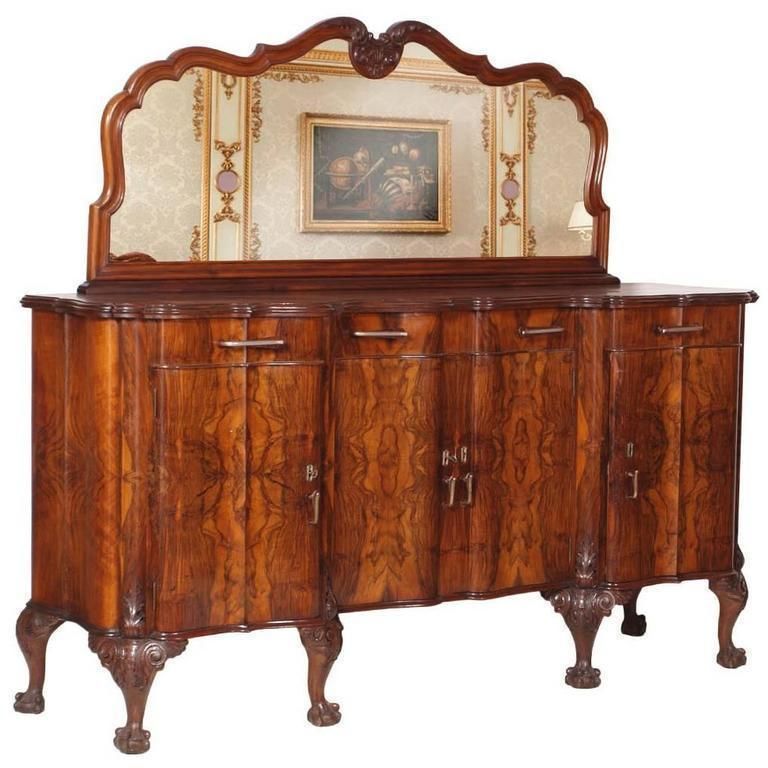 Early 20th Century Chippendale Venetian Baroque Mirrored Credenza Sideboard