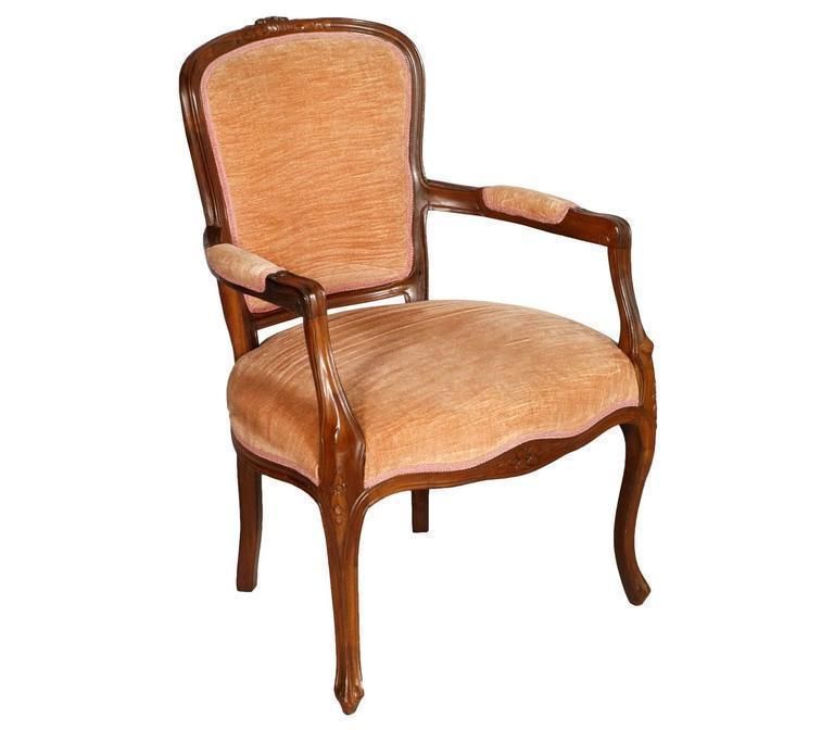 Early 20th Century Pair Art Nouveau Armchairs Hand Carved Walnut Original Velvet photo furniture