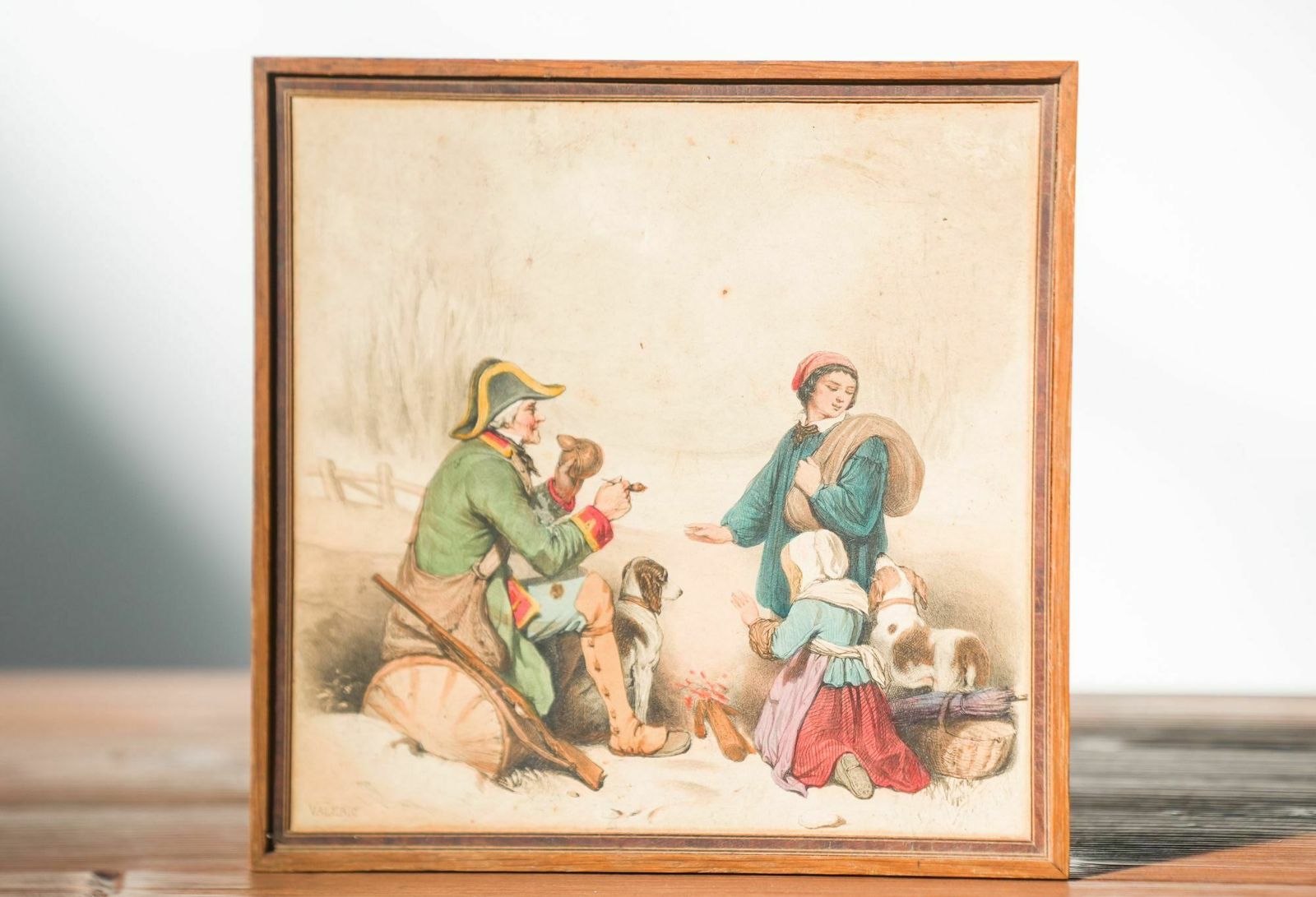 Vintage 1950s 1960s Wooden Cigar Box With Hand Painted Scene   Mid Century