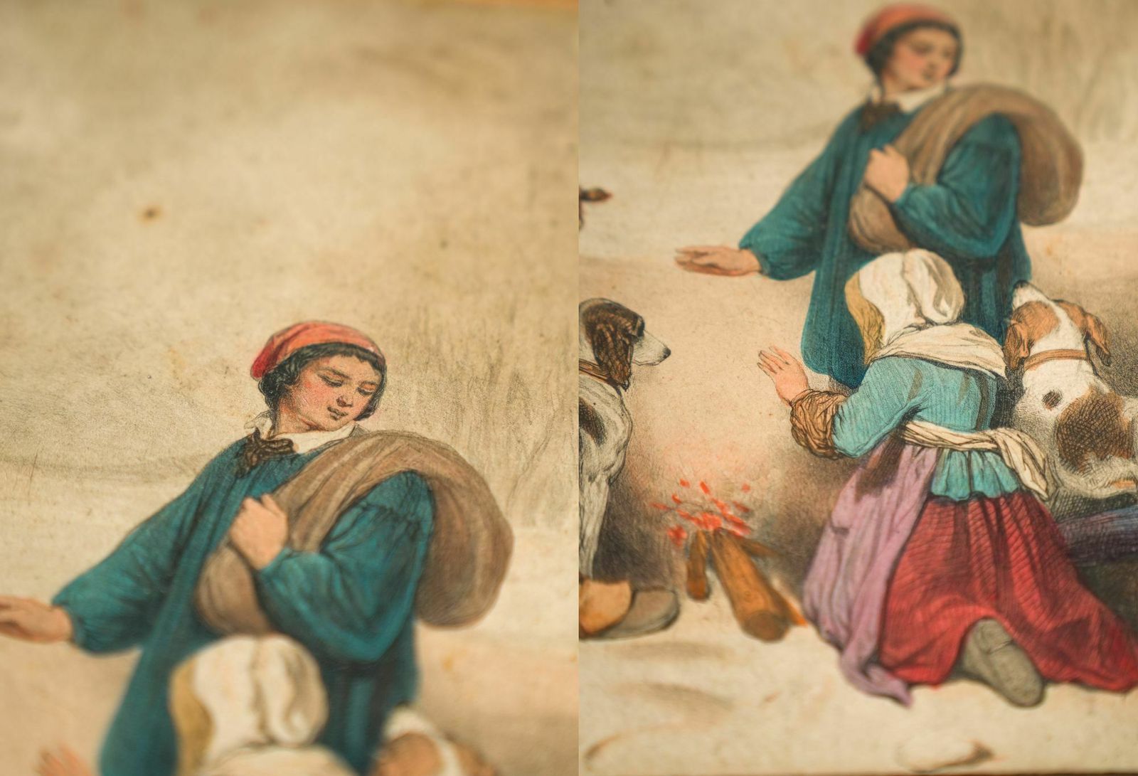 Vintage 1950s 1960s Wooden Cigar Box With Hand Painted Scene   Mid Century photo for sale