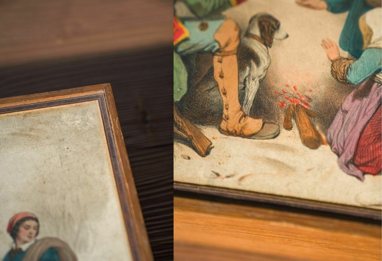 Vintage 1950s 1960s Wooden Cigar Box With Hand Painted Scene   Mid Century photo vintage