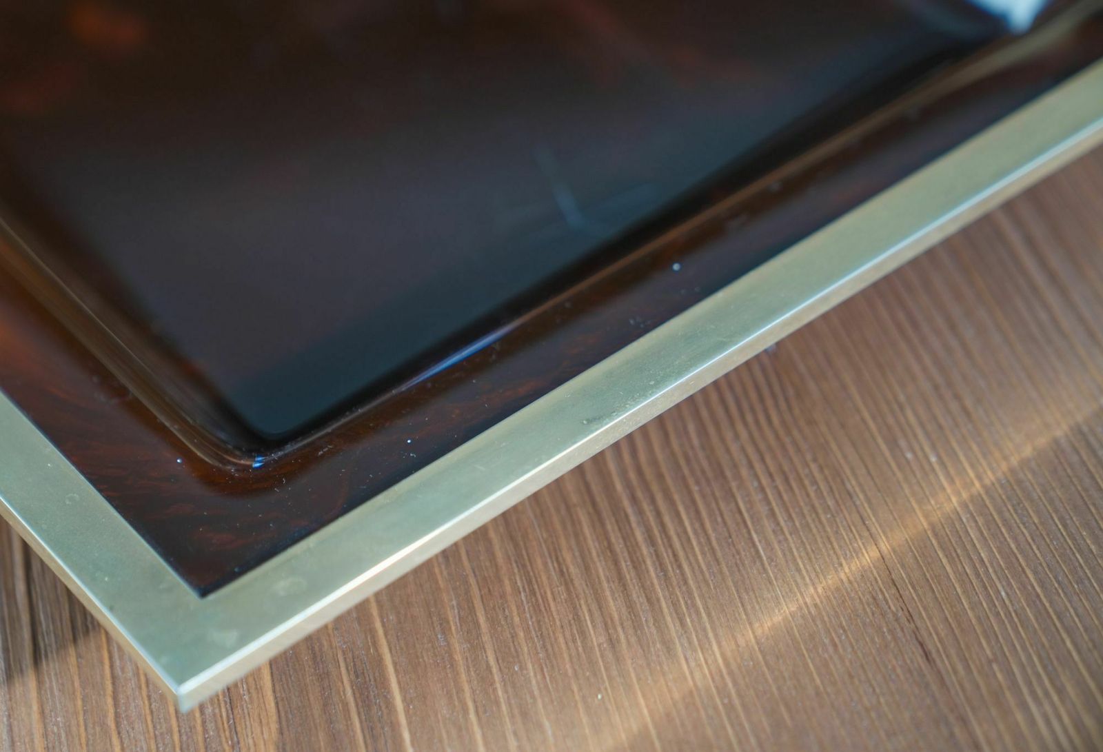 photo for sale Mid Century Christian Dior Lucite And Metal Tray   1970s Designer Piece, France