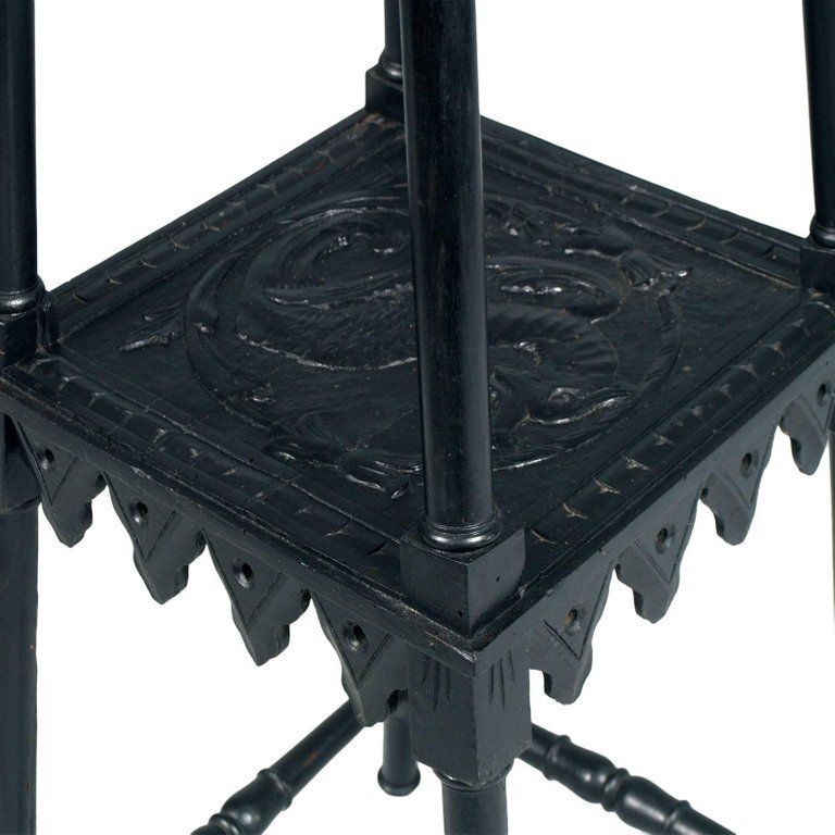 Antique Art Nouveau Hand Carved Walnut Pedestal By Bonciani, Cascina, Tuscany photo vinterior
