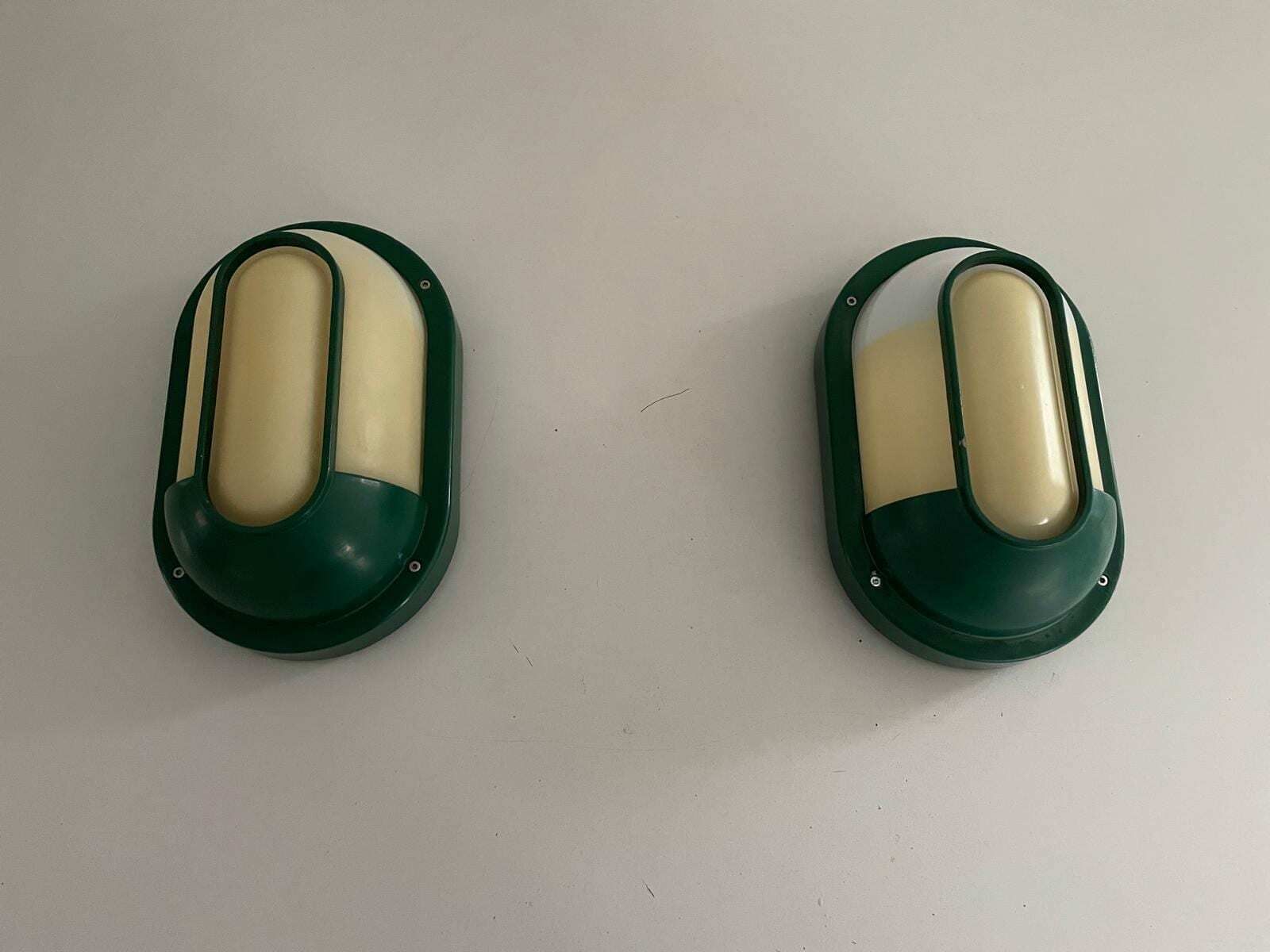 Plexiglass & Green Metal Pair Of Sconces By Bonalux, 1980s, Germany photo Lighting