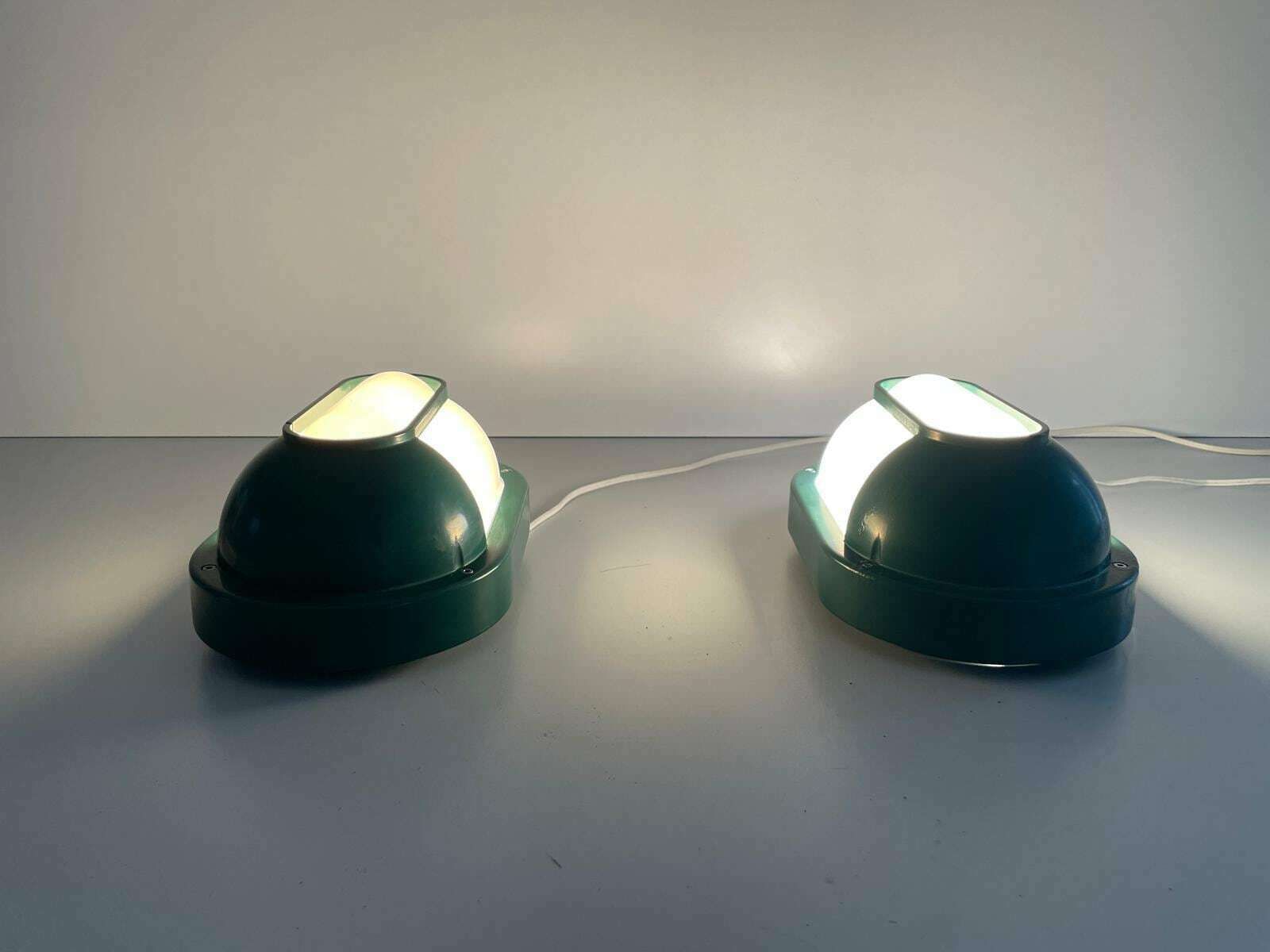 photo for sale Plexiglass & Green Metal Pair Of Sconces By Bonalux, 1980s, Germany
