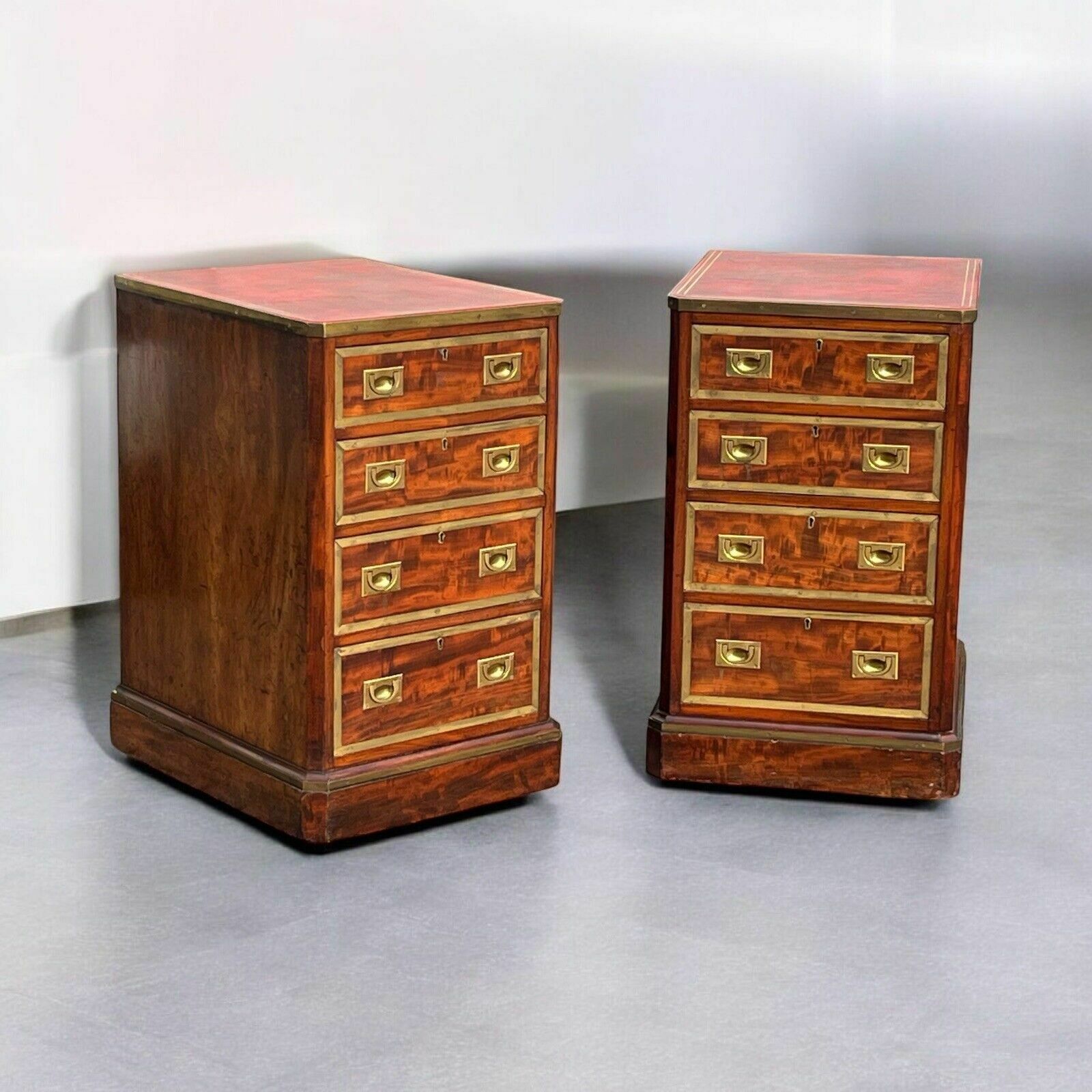 Antique Pair Of Bedside Drawers. Mahogany With Brass Bound Decoration photo 2341.0