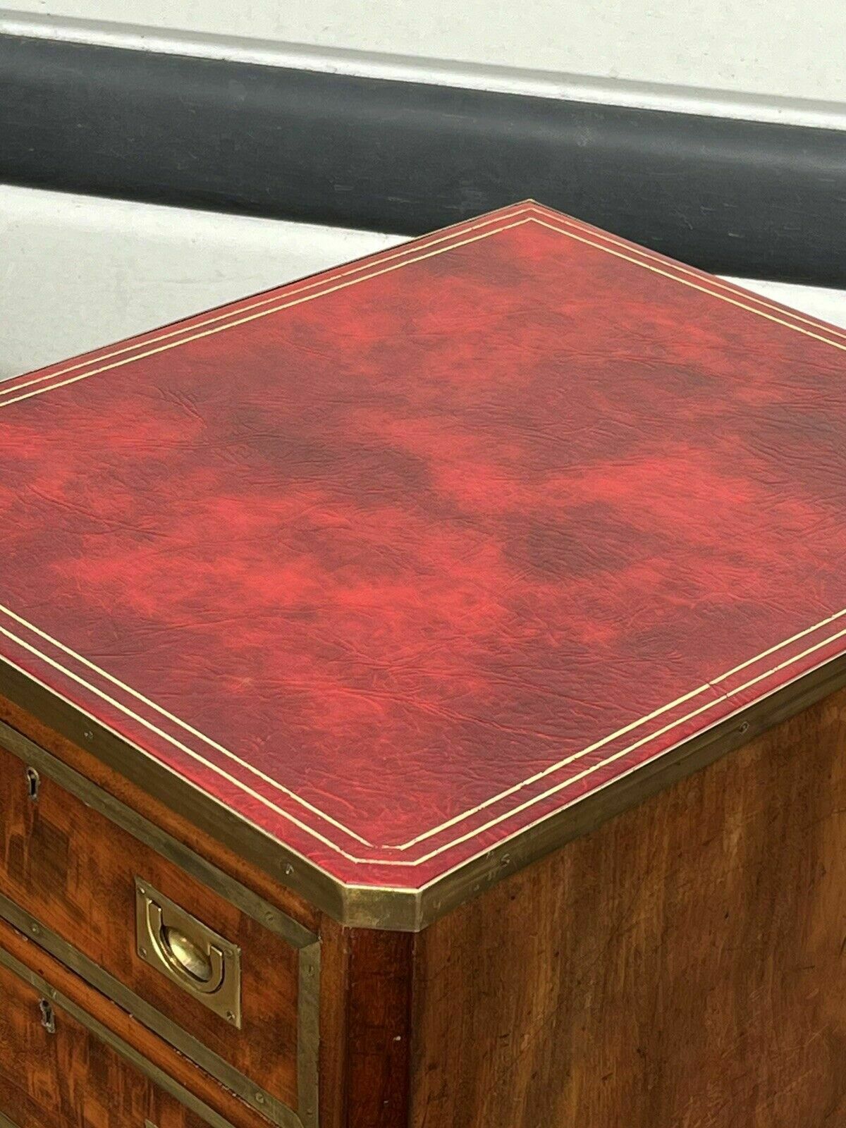 2341.0 Antique Pair Of Bedside Drawers. Mahogany With Brass Bound Decoration photo
