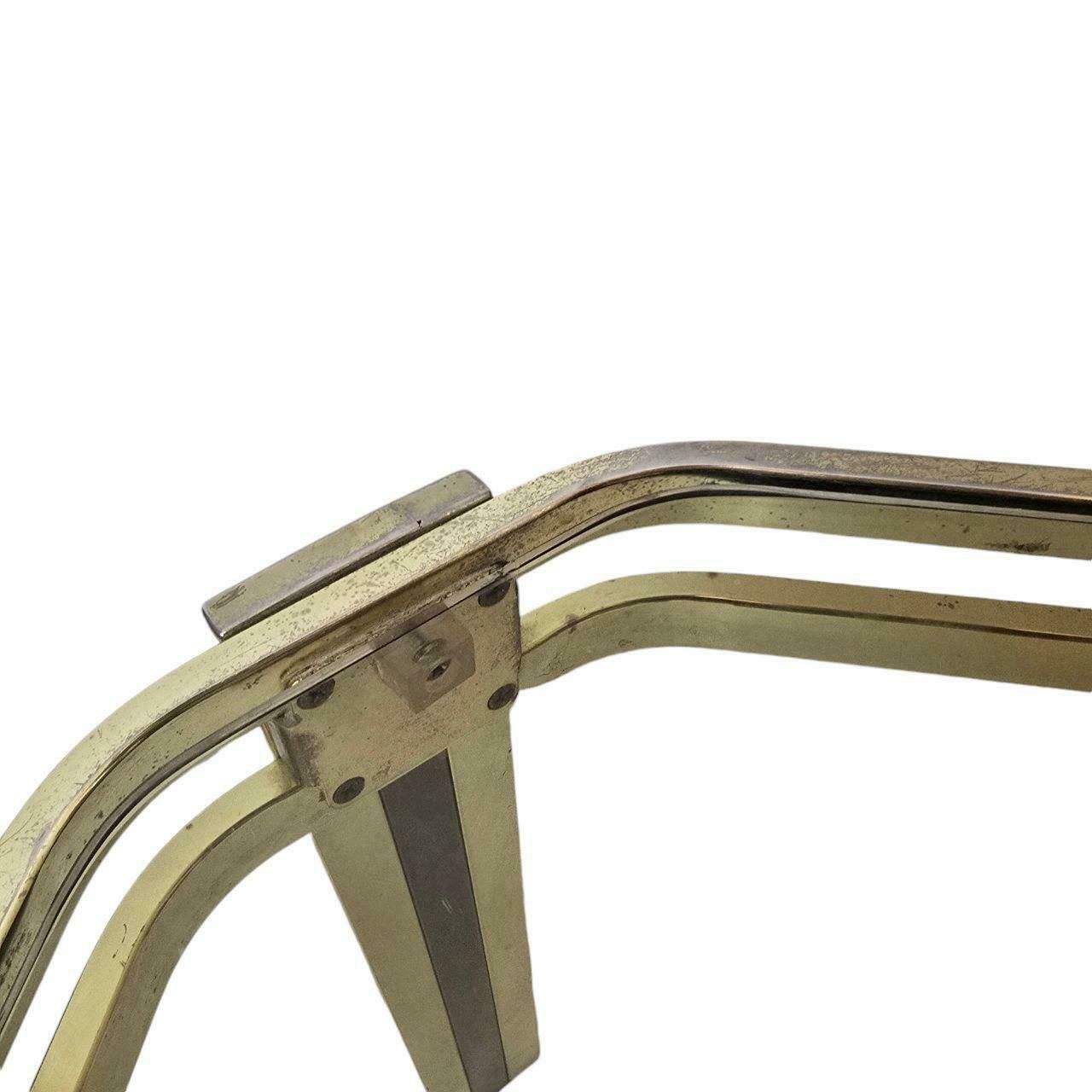 Vintage Mid Century Modern Brass And Smoky Glass Table Made In Italy photo 471.0