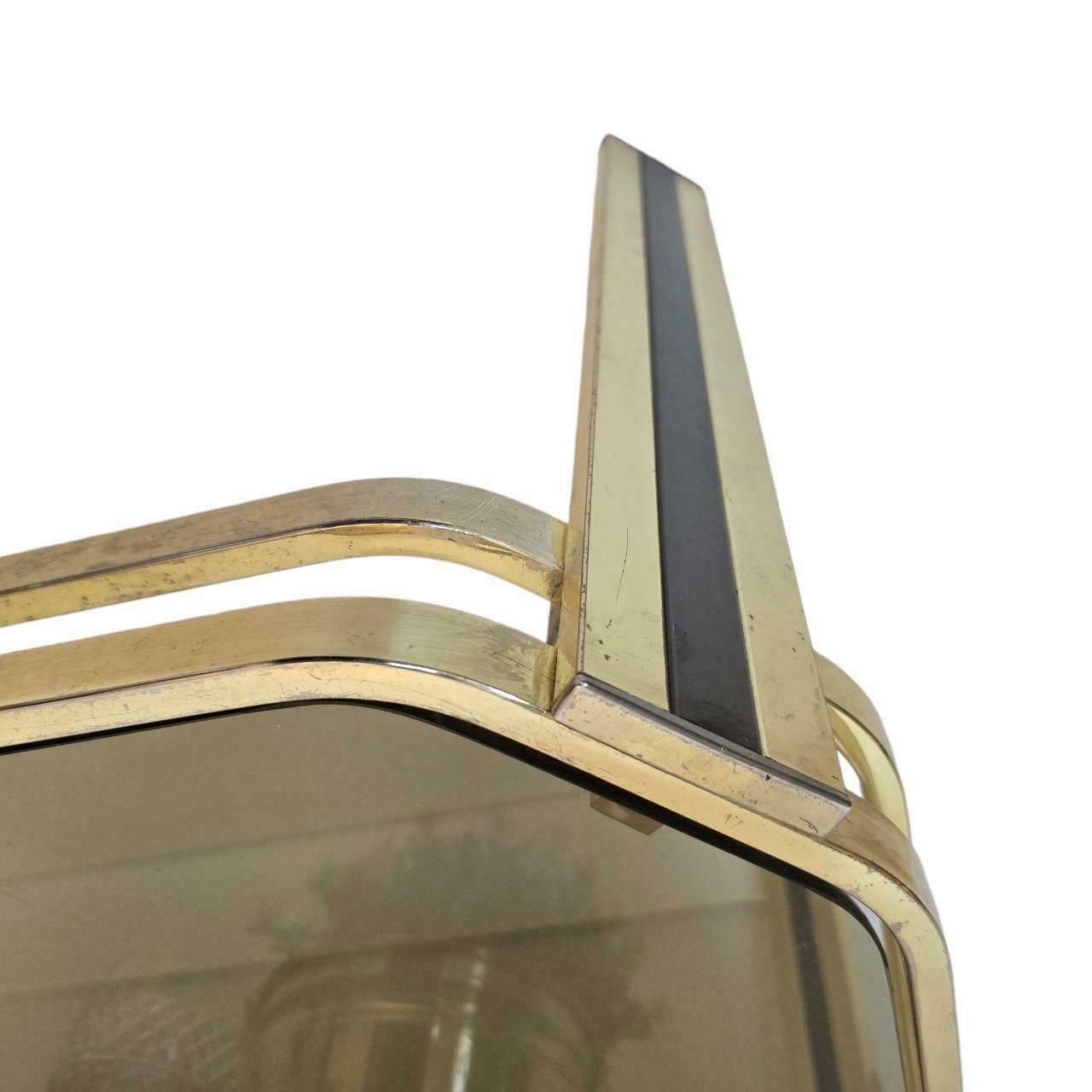 photo furniture Vintage Mid Century Modern Brass And Smoky Glass Table Made In Italy