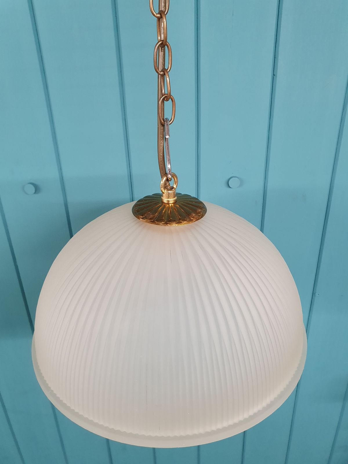 Early 20th Century Reeded Glass Shade 12" photo for sale