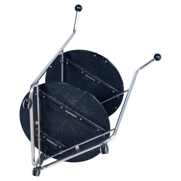 Italian 1990s Folding Bar Cart Chromed Steel Laquered Wood Alfredo Häberli Style photo Furniture