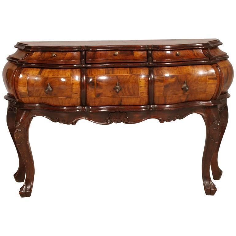 1890s Venetian Baroque Cabinet Chest Of Drawers Console Handcarved Walnut Burl photo furniture