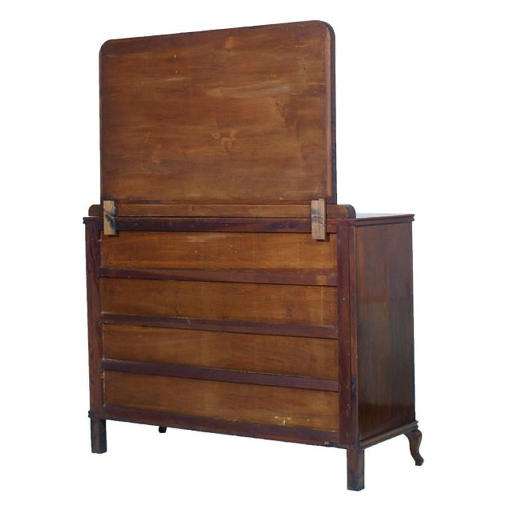 photo furniture 1930s Art Deco Mirrored Dresser, Commode In Walnut Restored And Polished To Wax