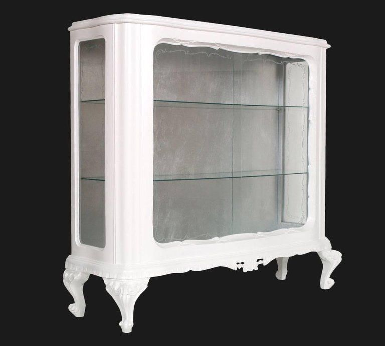 Early 20th Century Venetian Baroque Lacquered Display Cabinet Hand Carved Walnut photo furniture