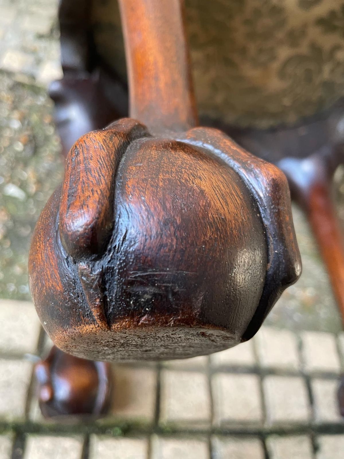 Furniture Antique George II Style Walnut Stool With Needlework Seat And Eagle Claw And Ball Feet photo