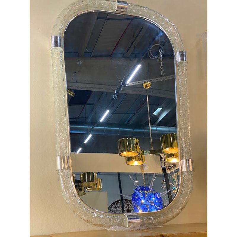 Italian "Torciglione" Murano Style Glass Wall Mirror By Simoeng
