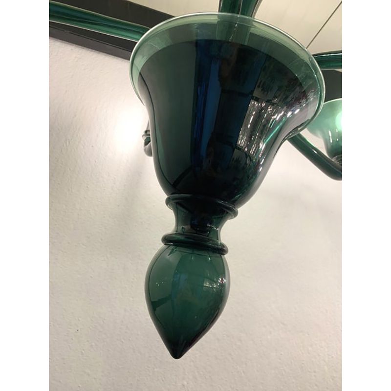 Contemporary Translucent Green Bottle Murano Style Glass Chandelier photo vinterior