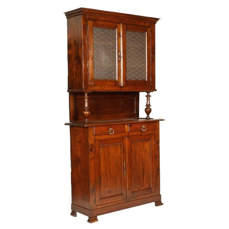 Last 19th Century French Provencal Vetrine Cupboard In Walnut And Pine, Restored