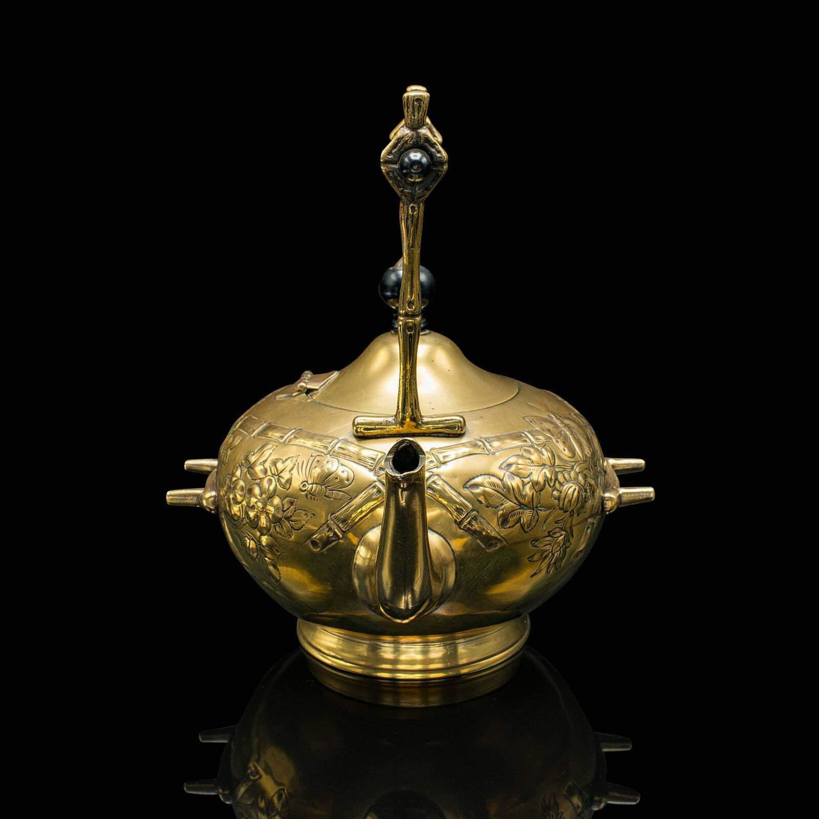 Antique Spirit Kettle, English, Brass, Teapot, Burner, Arts & Crafts, Victorian photo for sale