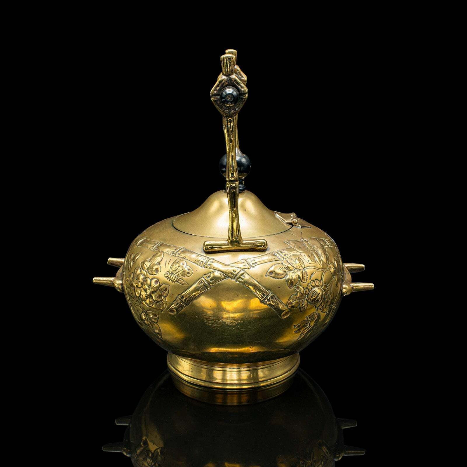 Antique Spirit Kettle, English, Brass, Teapot, Burner, Arts & Crafts, Victorian photo 595.0