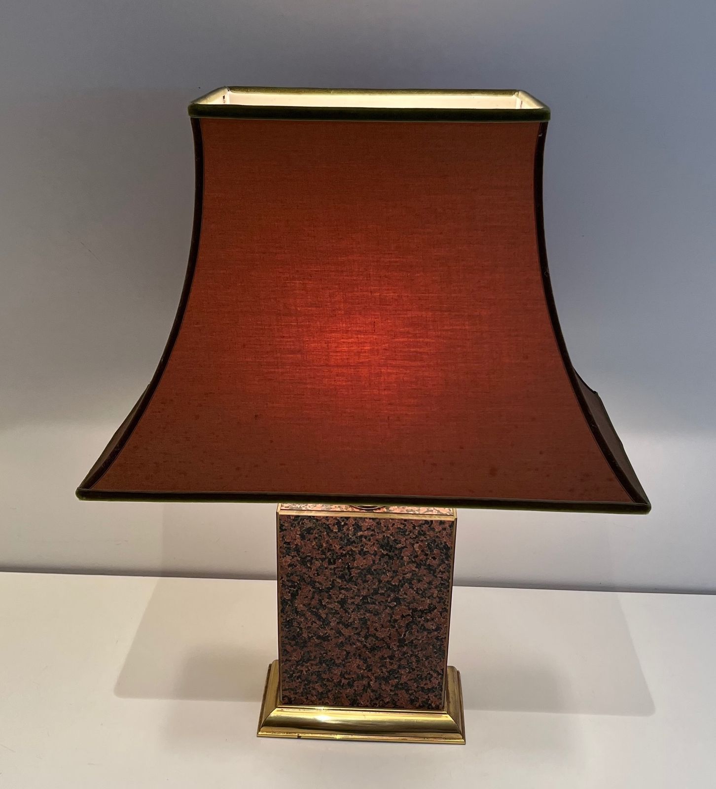 Pair Of Chinese Lamps In Printed Wood And Gilded Metal And Pagoda Lampshade photo buy