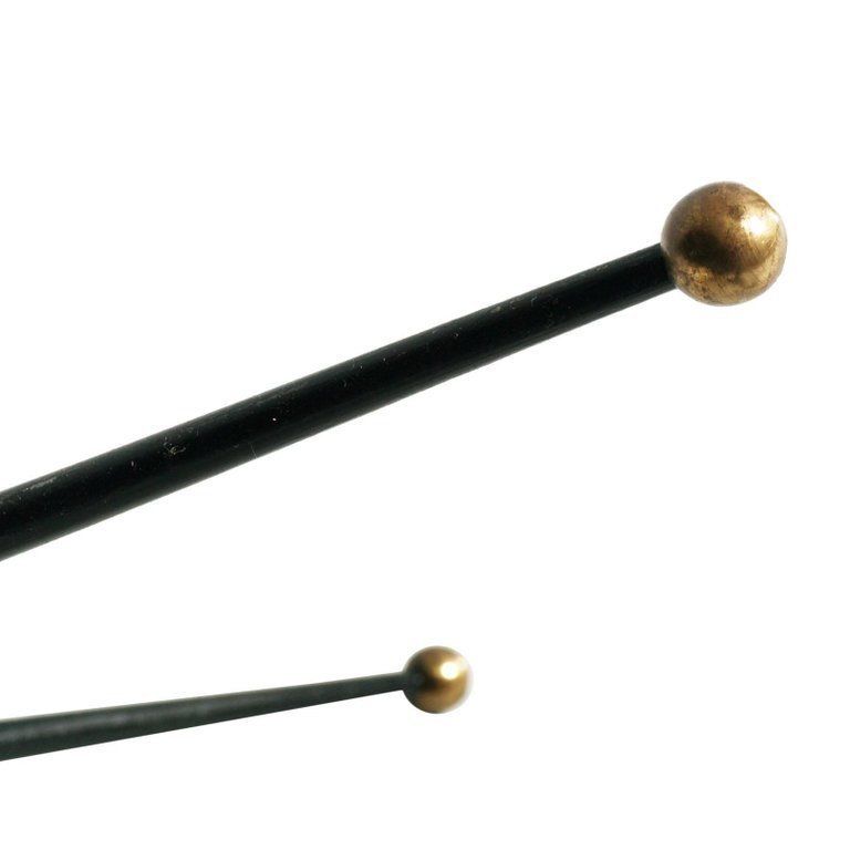 1930s Gio Ponti Style Tripod Coffee Table, Gilt And Lacquered Brass, Cristal Top photo vinterior