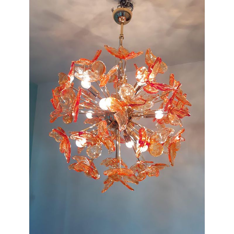 photo for sale Italian Handmade Butterfly Sputnik Murano Style Glass Chandelier