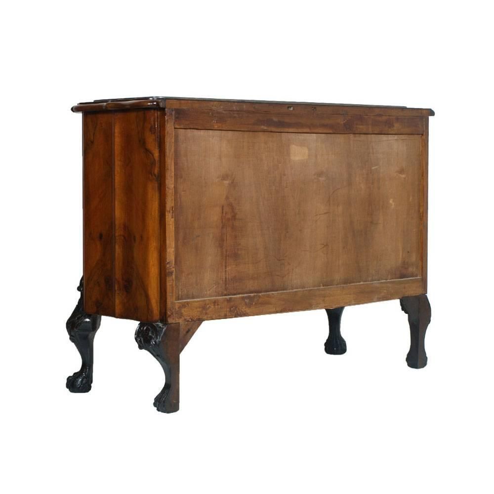 1900s Venetian Baroque Commode Chest Of Drawers In Burl Walnut With Marble Top photo for sale