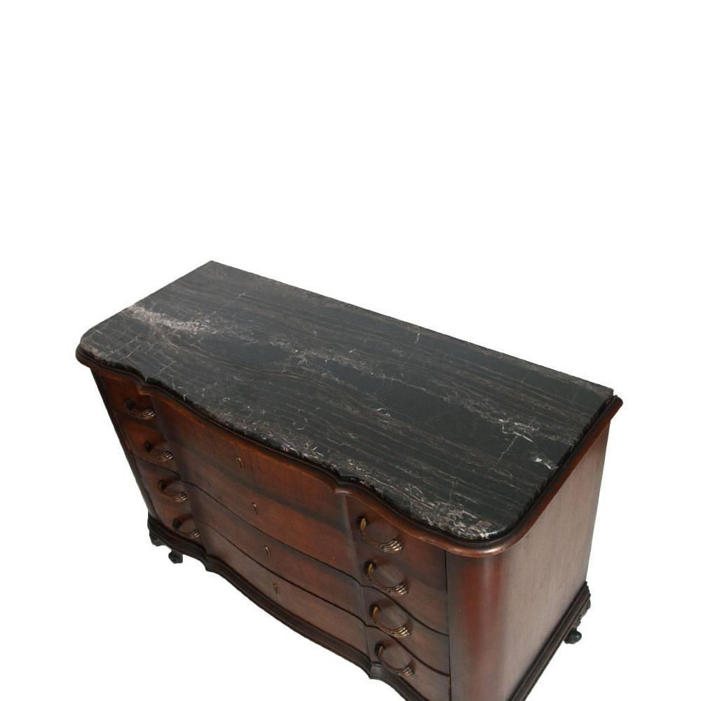 1910s Venetian Baroque Commode, Hand Carved Walnut And Veneer Mahogany, Restored photo furniture