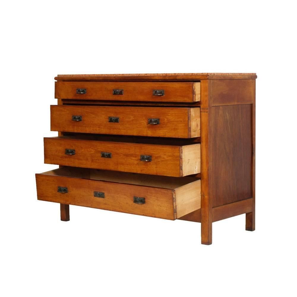 1920s Art Nouveau Chest Of Drawers Dresser In Cherrywood With Marble Top photo for sale