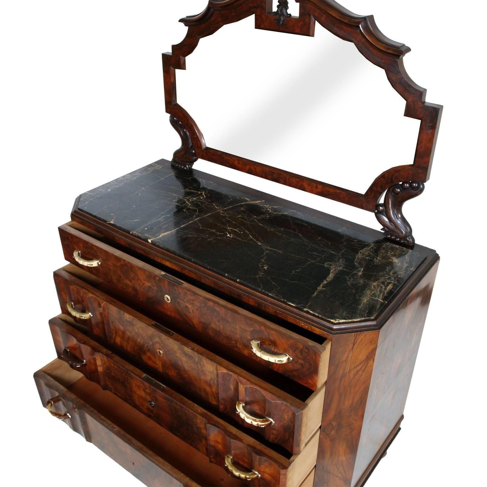 1920s Art Nouveau Dresser Carved Walnut Burl Walnut By Testolini Salviati Venice photo for sale