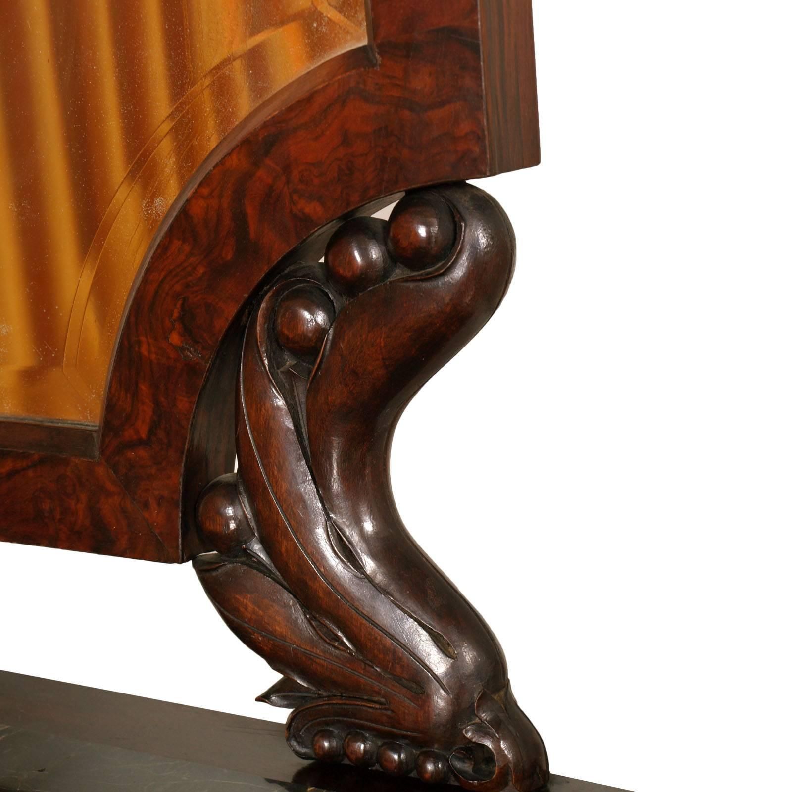 1920s Art Nouveau Dresser Carved Walnut Burl Walnut By Testolini Salviati Venice photo 8704.8