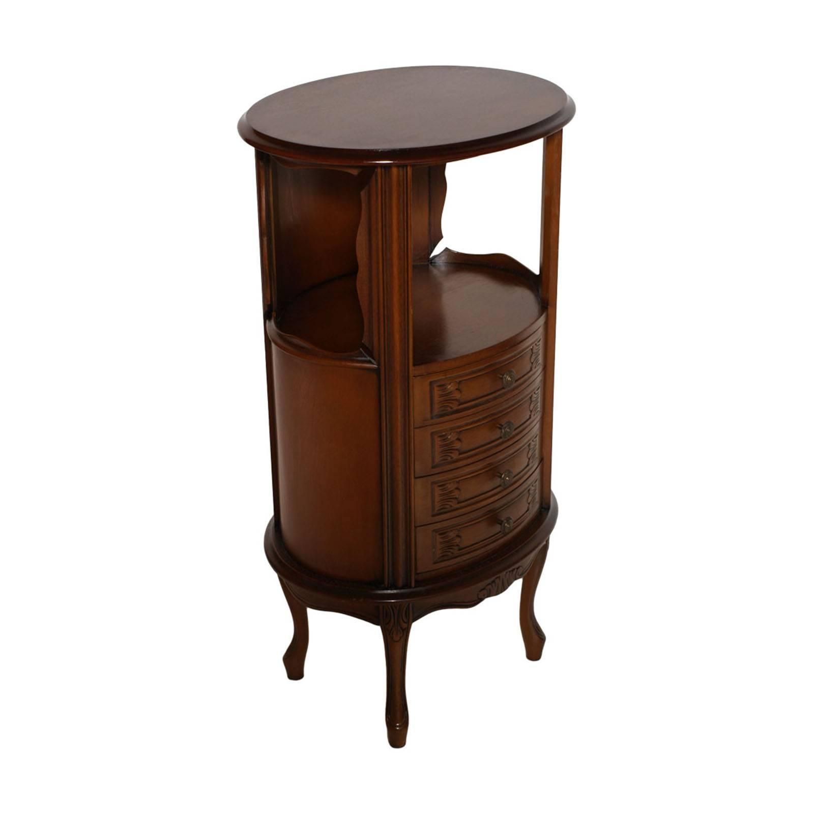 1920s Art Nouveau Oval Lombard Cabinet Or Nightstand, With 4 Drawers , Restored