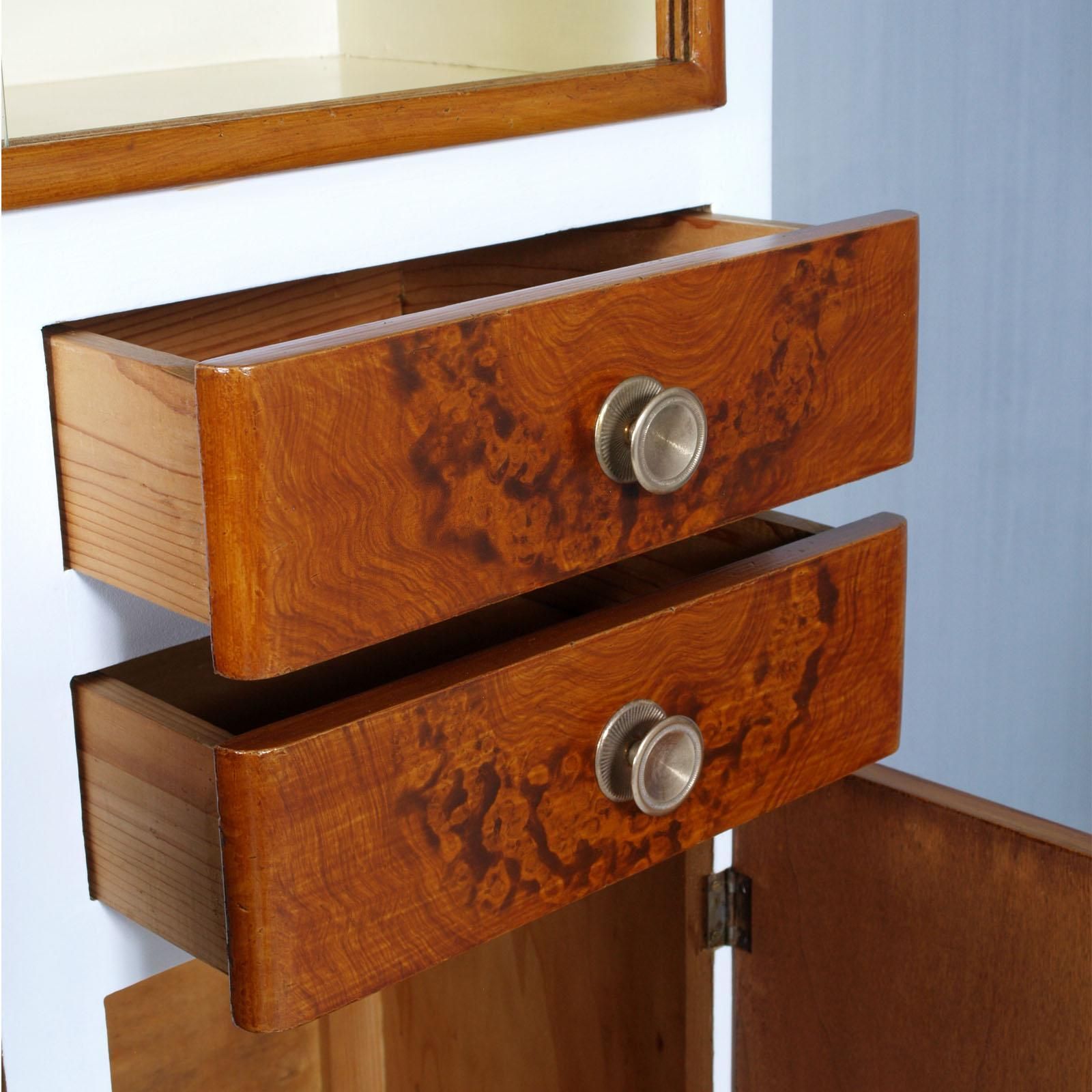 Art Deco Midcentury Credenza Display Cabinet White Lacquered Hand Decorated Wood photo buy