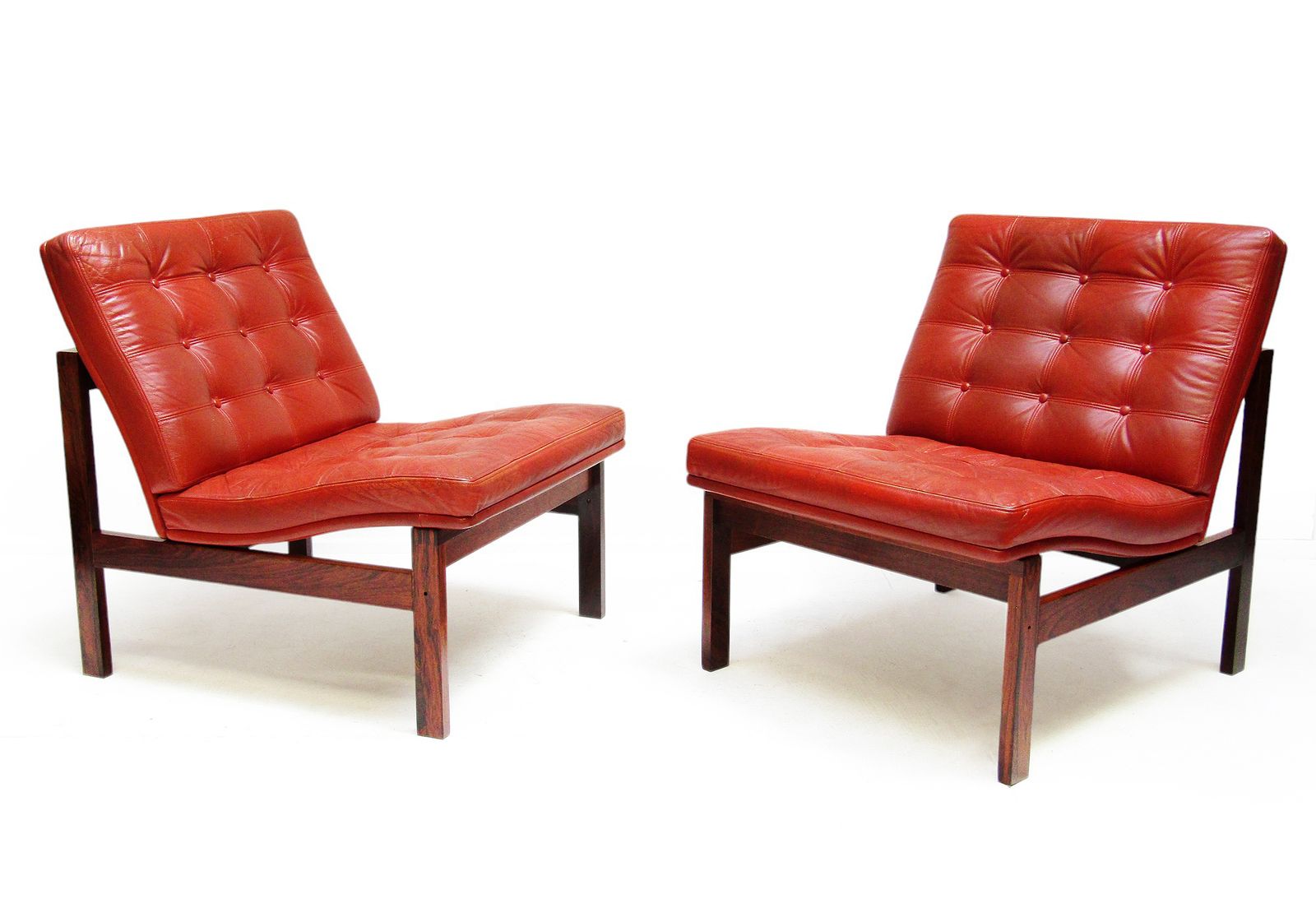Two Danish Rosewood & Leather Lounge Chairs By Ole Knudsen For France & Son photo vinterior