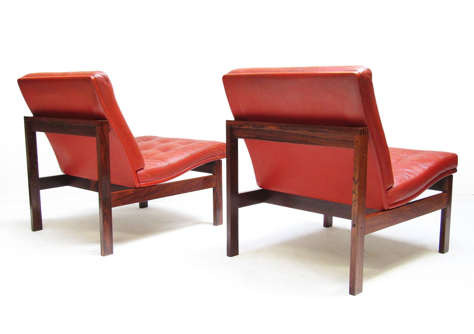 Two Danish Rosewood & Leather Lounge Chairs By Ole Knudsen For France & Son photo vintage