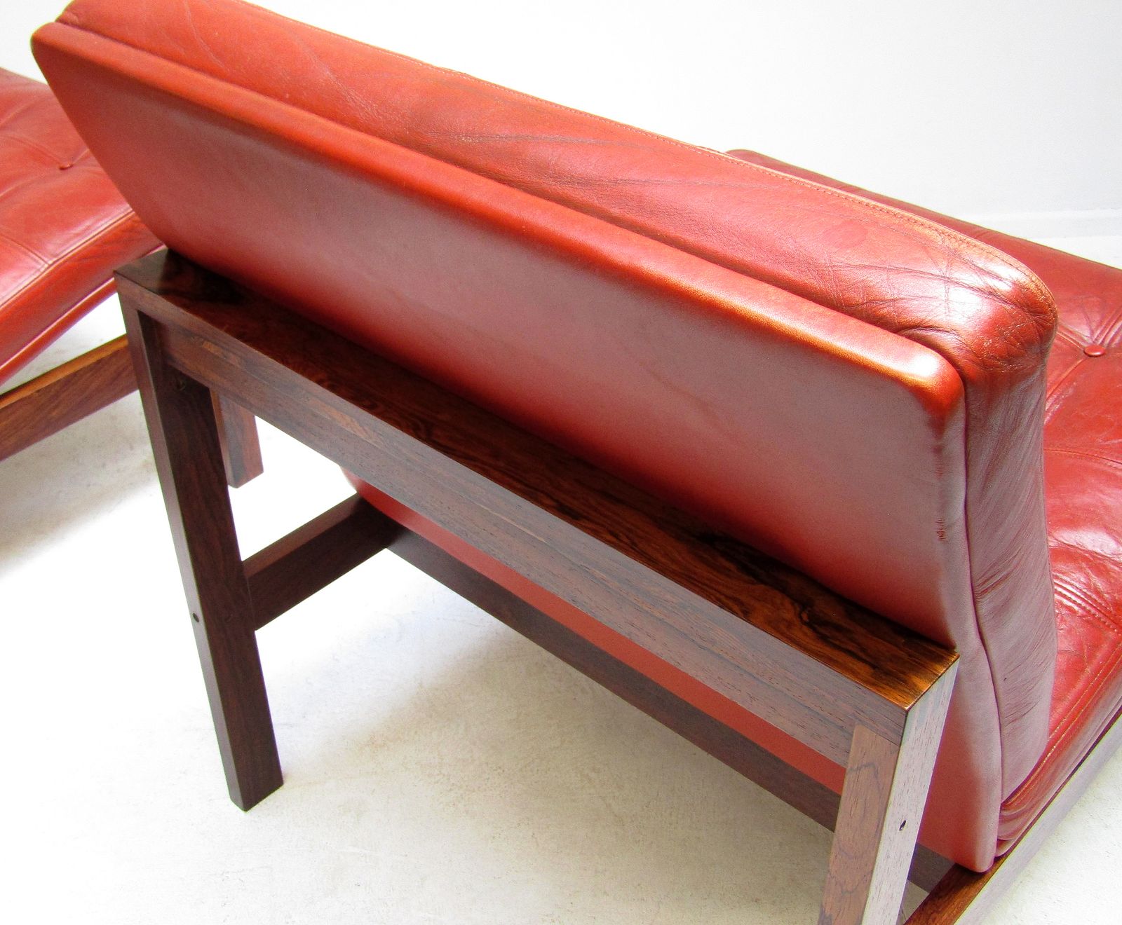 photo buy Two Danish Rosewood & Leather Lounge Chairs By Ole Knudsen For France & Son