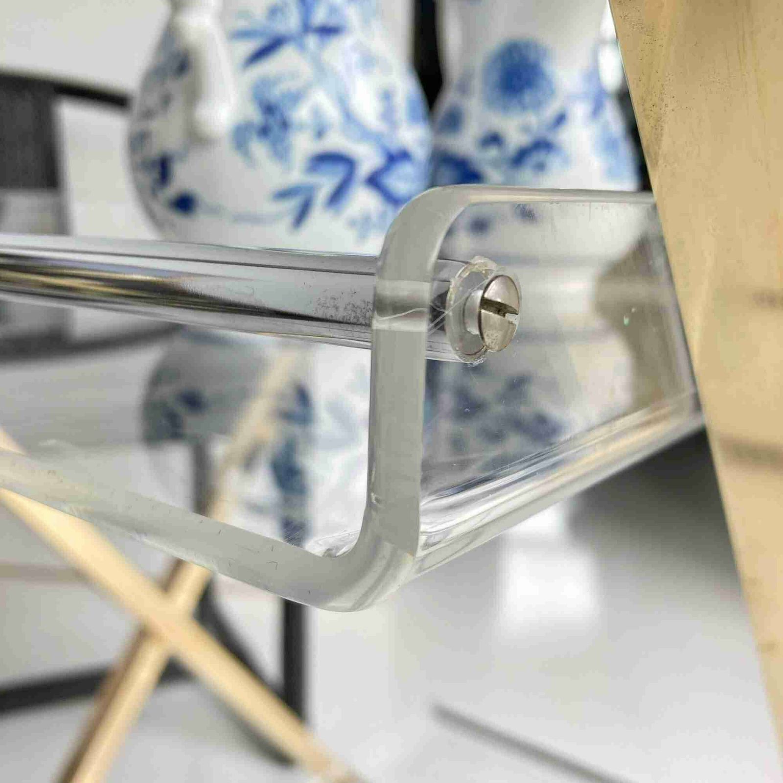 Brass Bar Cart Lucite | Serving Trolley Foldable | 1970s photo for sale