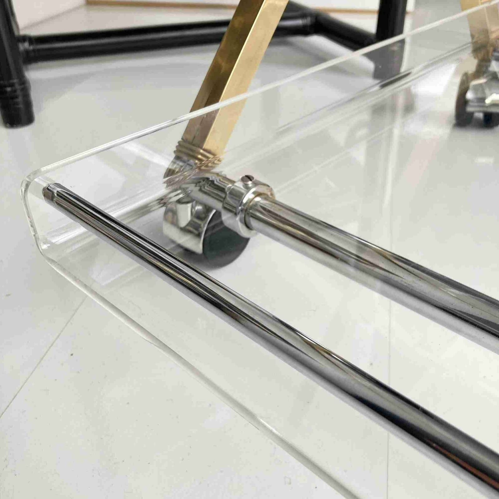 Brass Bar Cart Lucite | Serving Trolley Foldable | 1970s photo 777.0